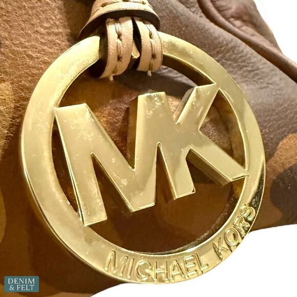 Michael Kors Camouflage Satchel Bag with Gold Hardware & MK Charm Purse ~ RARE! - Picture 11 of 14